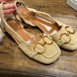 Tinstree Women's Tan Slingback Shoes with Gold Accents brand new with tags size